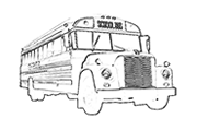 Yellow school bus coloring page created with Color My World app for iOS and Android